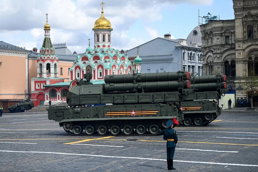 Above, Buk-M3 air defense missile systems parade through Red Square during the Victory Day military parade in central Moscow on May 9, 2022. (AFP)