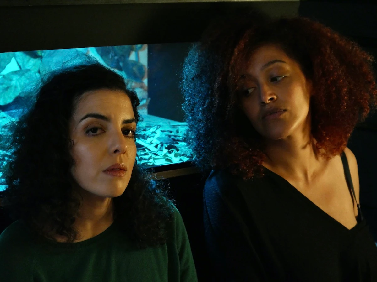 Actress Mouna R’miki (L) stars in Jihane Bougrine’s (R) latest music video. (Supplied)
