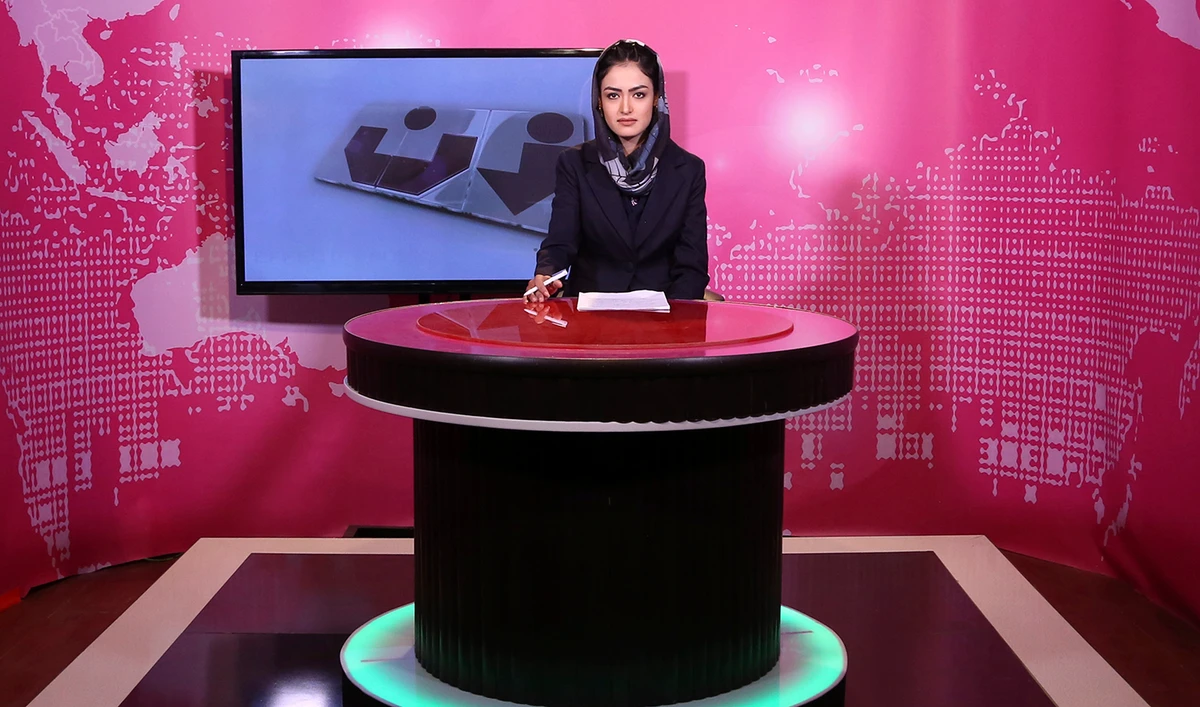 Basira Joya, a presenter of the news program sits during recording at the Zan TV station (women's TV) in Kabul, Afghanistan, on May 30, 2017. (AP/File)