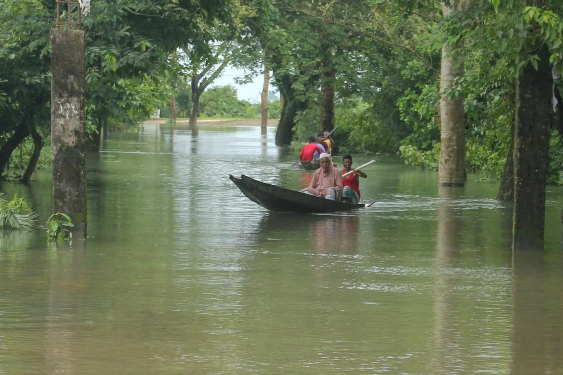 The floods had hit some 70 percent of Bangladesh’s Sylhet district, above, and about 60 percent of neighboring Sunamganj. (AFP)