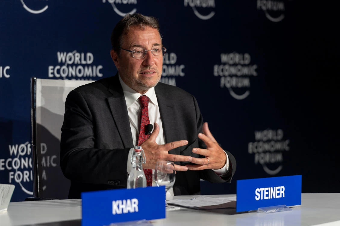 Achim Steiner, the administrator of the UN Development Program, speaks at the World Economic Forum in Davos. (WEF)