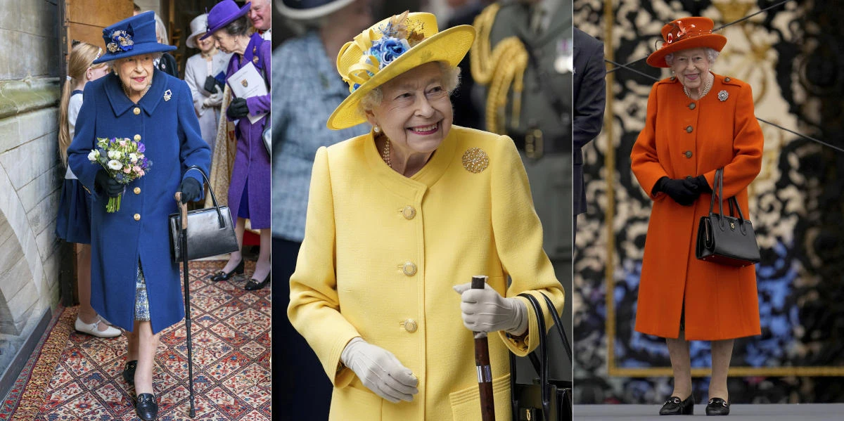 A combination of photo shows Britain’s Queen Elizabeth II attending different events in 2021 and 2022. (AP)