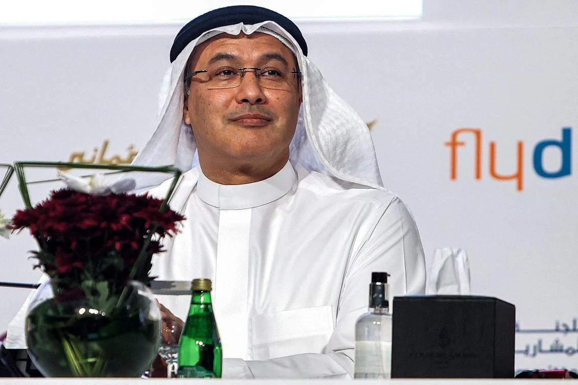 Captain Ibrahim Koshy, CEO of Saudi Arabian Airlines (SAUDIA), attends a press conference regarding preparations for the Qatar 2022 FIFA World Cup, in Qatar’s capital Doha on May 26, 2022. (AFP)
