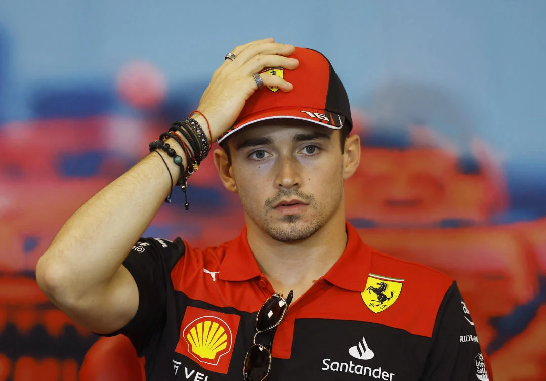 Ferrari’s Charles Leclerc during a press conference ahead of F1 Monaco Grand Prix at the Circuit de Monaco, Monte Carlo on Friday. (Reuters)