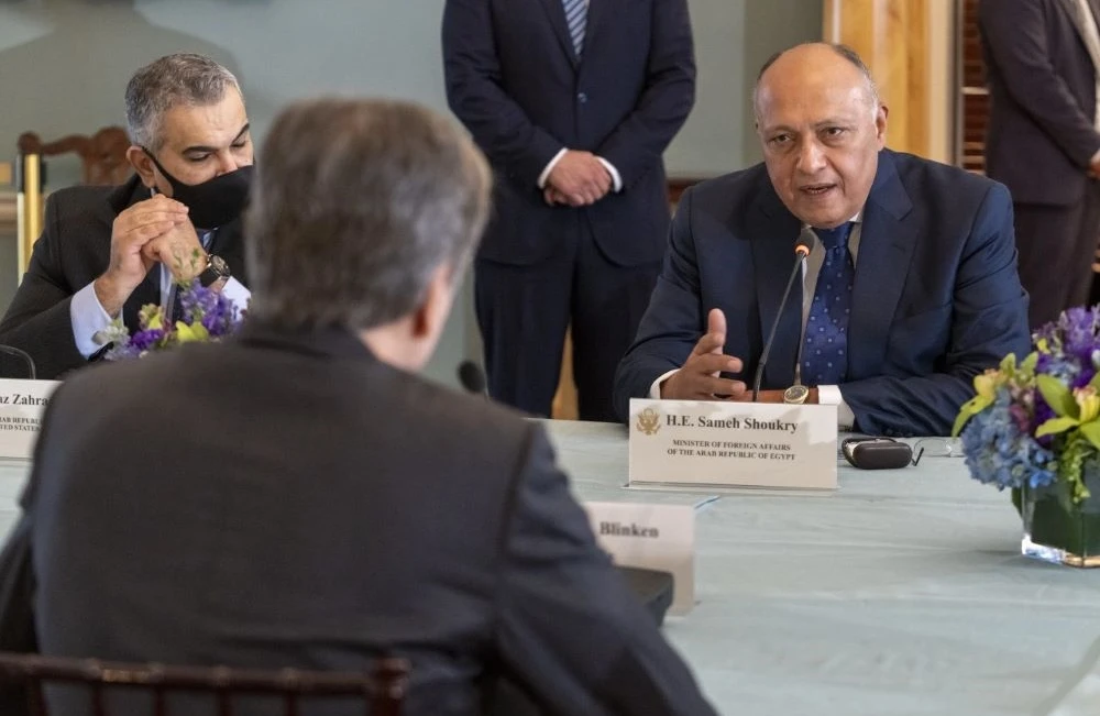 US Secretary of State Antony Blinken and Egyptian FM Sameh Shoukry. (Twitter Photo)