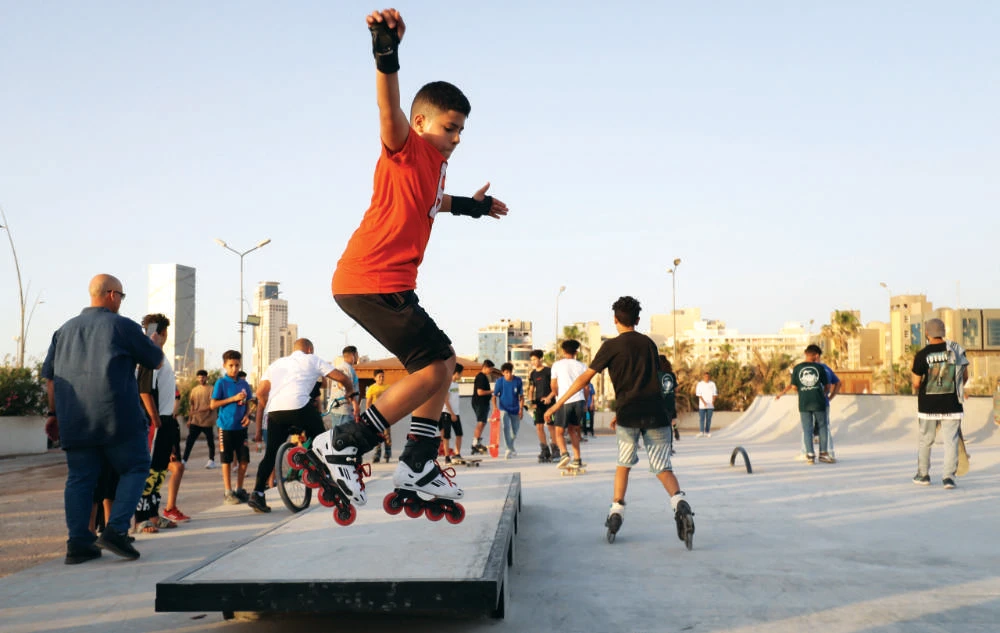 The new playground has been financed by the US Embassy in Tripoli and built by the Make Life Skate Life NGO with the contribution of volunteers from all over the world. (AFP)