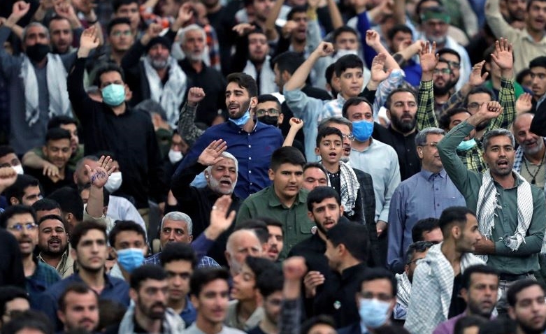 Iranians mark the anniversary of the death of Ayatollah Ruhollah Khomeini, south of Tehran, Iran, June 4, 2022. (AFP)