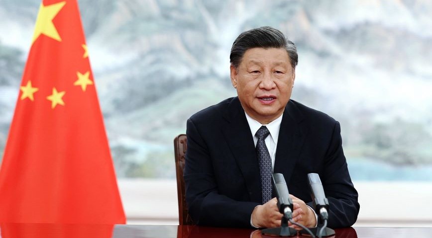 Chinese President Xi Jinping addresses the BRICS Business Forum, June 22, 2022. (AP Photo)
