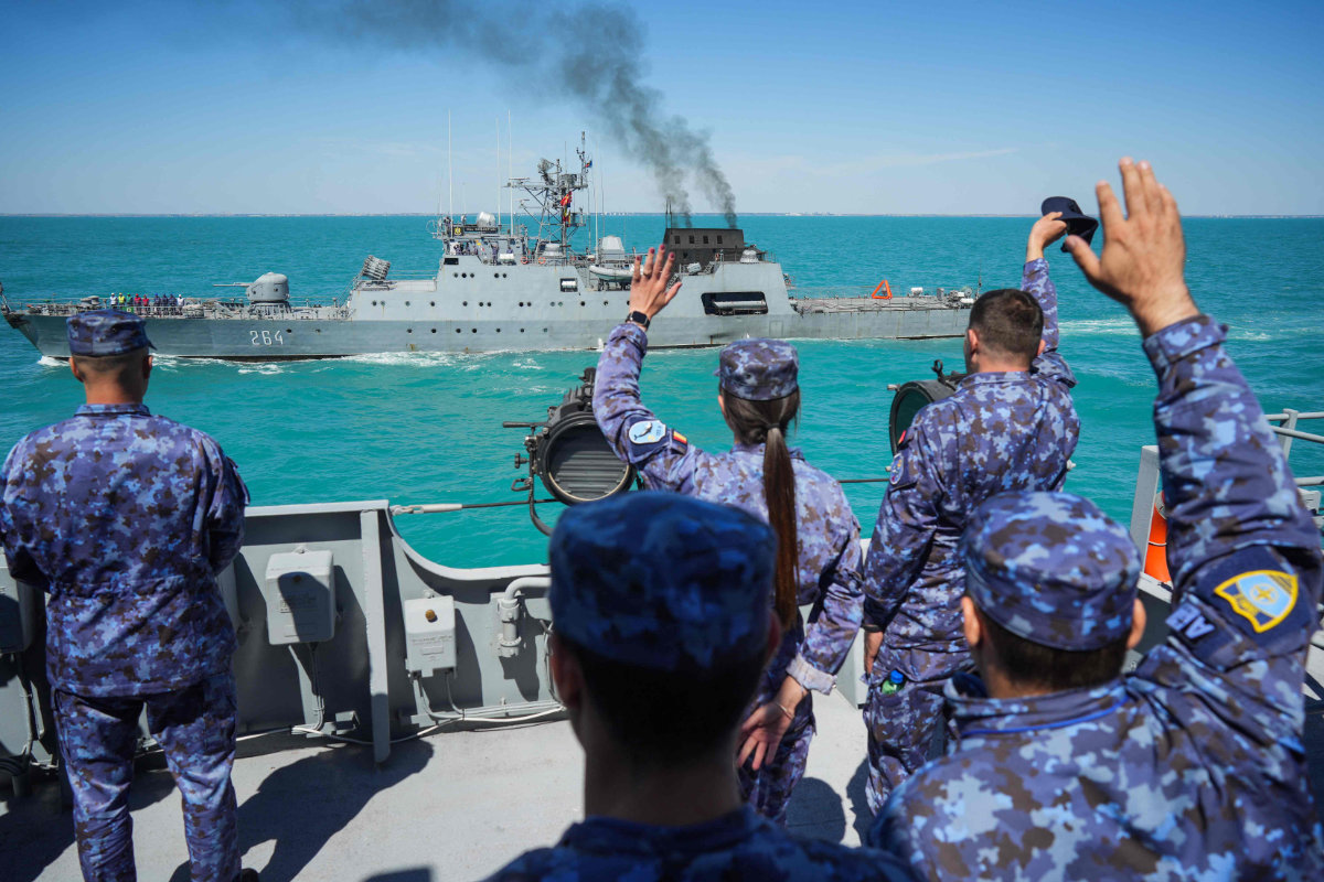Romanian navy soldiers take part in a drill on the Black Sea meant to consolidate the NATO combat procedures. (AFP)