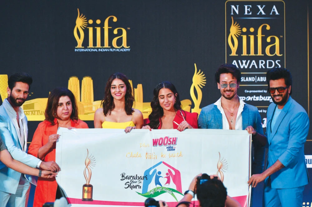 Some Bollywood stars attend a press conference on Friday ahead of 22nd edition of the International Indian Film Academy Awards in Abu Dhabi. (AFP)