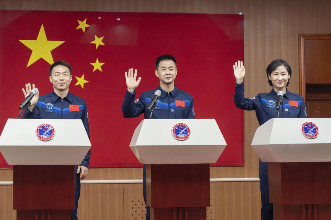 Cai Xuzhe, Chen Dong and Liu Yang will launch from the Jiuquan Satellite Launch Center on Sunday morning