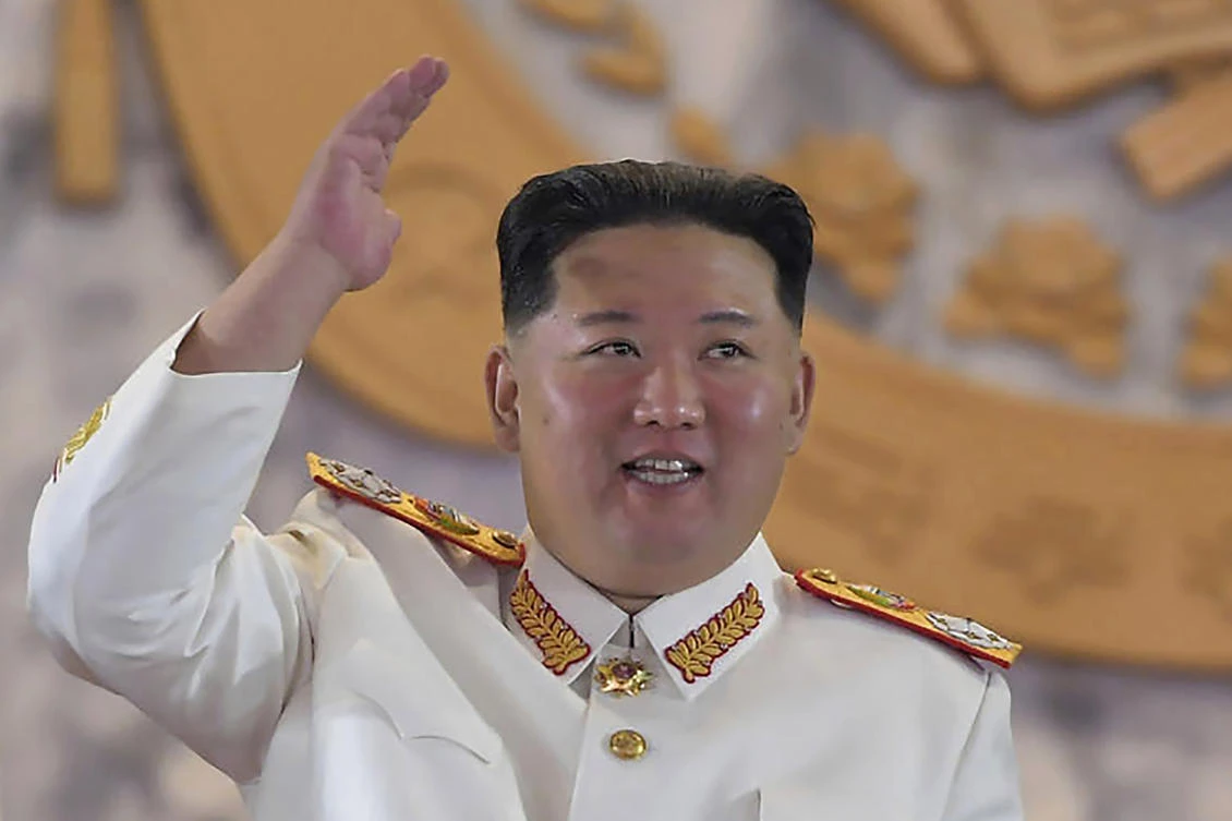 North Korean leader Kim Jong Un has sent a message of congratulations to Queen Elizabeth. (KCNA/KNS via AP)