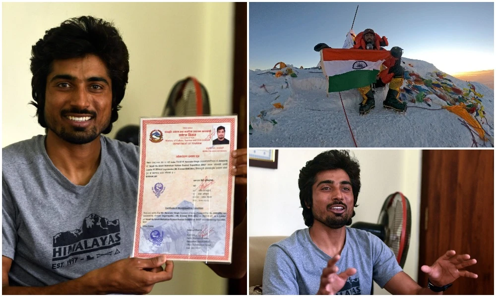 Narender Singh Yadav, 26, claimed to have reached the top of the 8,849-meter mountain in May 2016, and reached the summit six years later. (AFP)