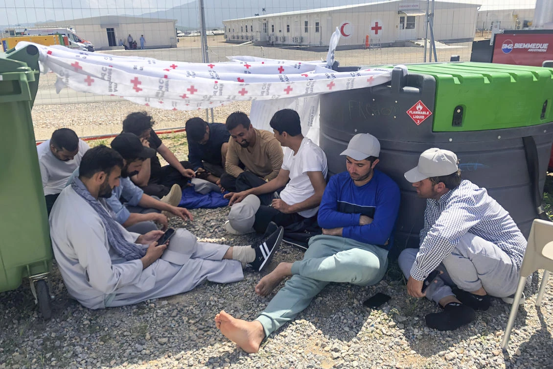 Some of the Afghan refugees have been waiting for months at Camp Bondsteel in Kosovo while authorities try to resolve their fate. (Muhammad Arif Sarwari via AP)