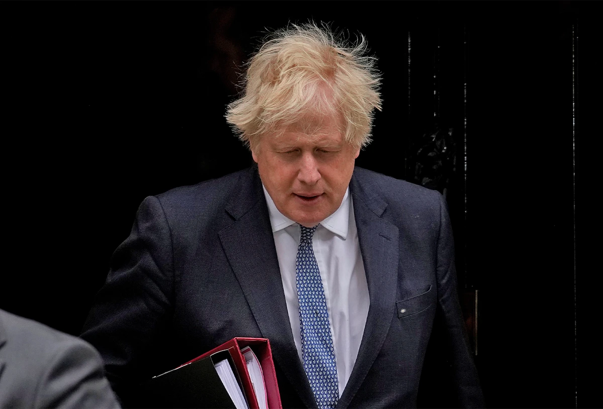 British Prime Minister Boris Johnson leaves 10 Downing Street to attend the weekly Prime Minister's Questions at the Houses of Parliament, in London, on May 25, 2022. (AP/File)