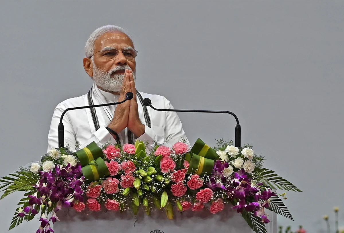 India's Prime Minister Narendra Modi gestures during a ceremony in Chennai, India, on May 26, 2022. (AFP/File)