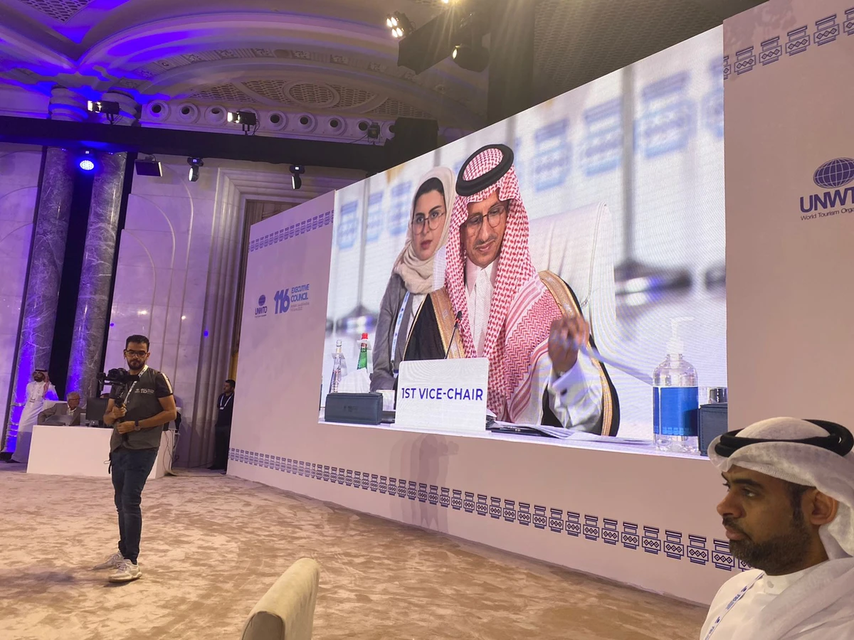 Saudi tourism minister Ahmed Al-Khateeb addressing UNWTO 116th session (AN)