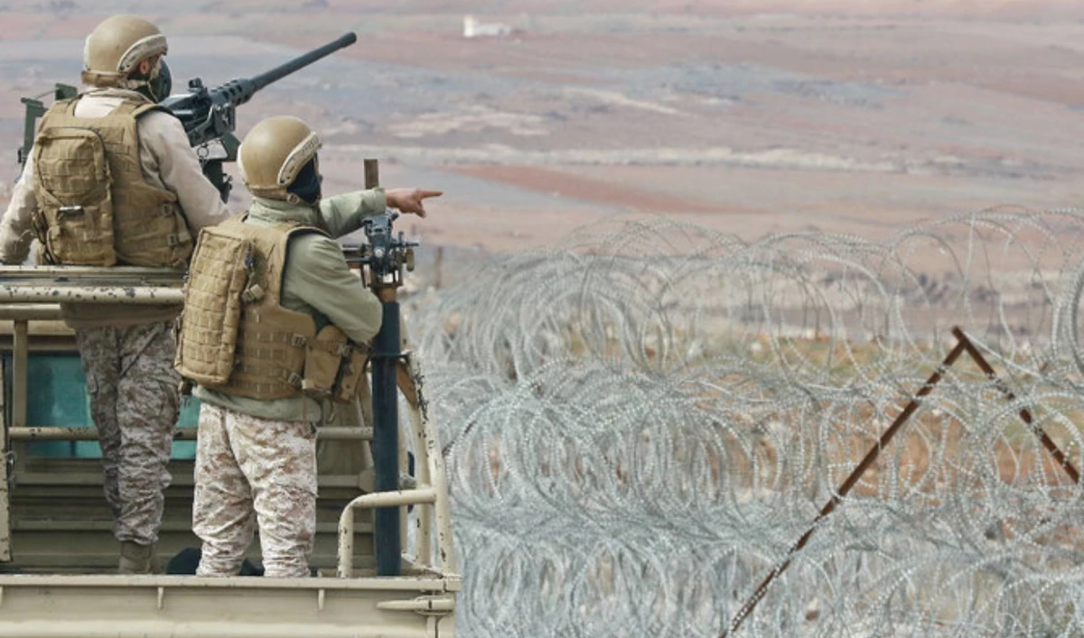 Jordanian soldiers patrolling along the border with Syria to prevent trafficking. (AFP/File)