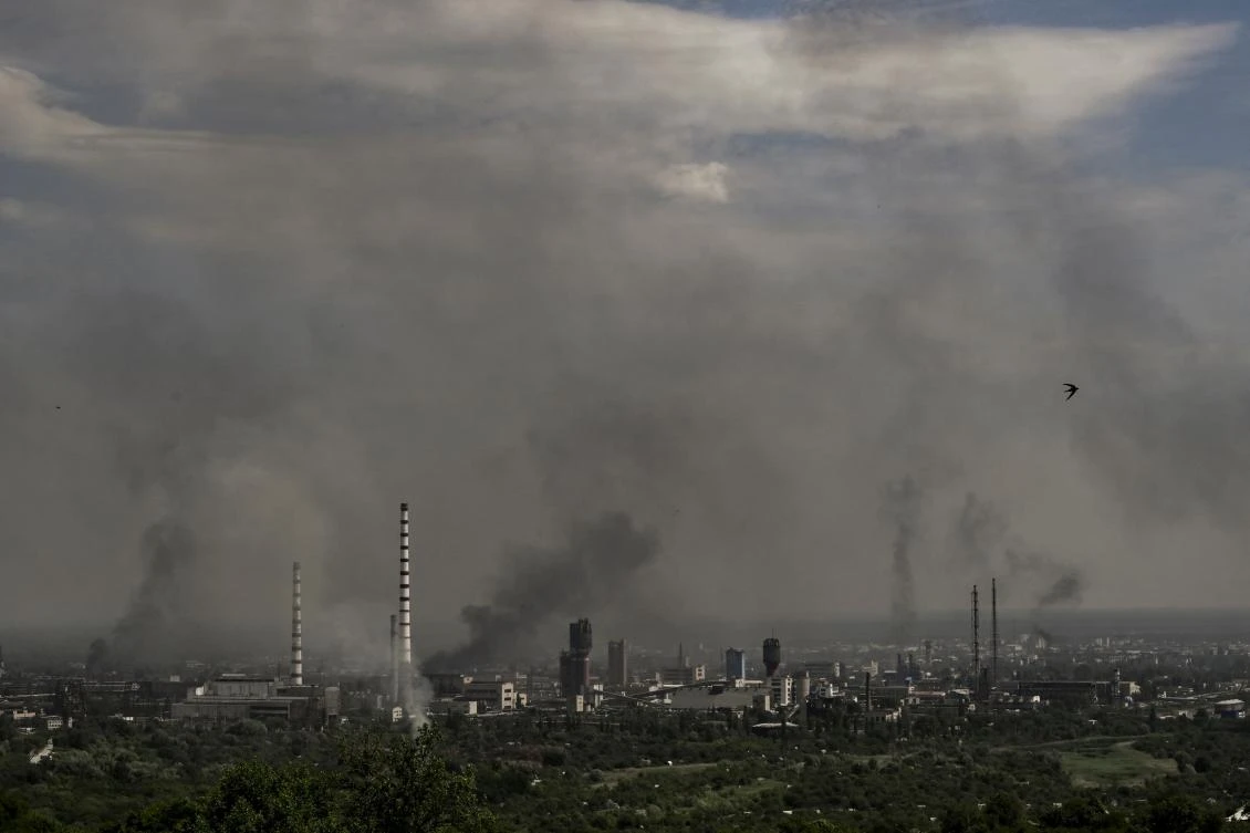 Cities of Severodonetsk and Lysychansk, separated by a river, have been targeted for weeks as the last areas under Ukrainian control in eastern Lugansk region. (AFP)