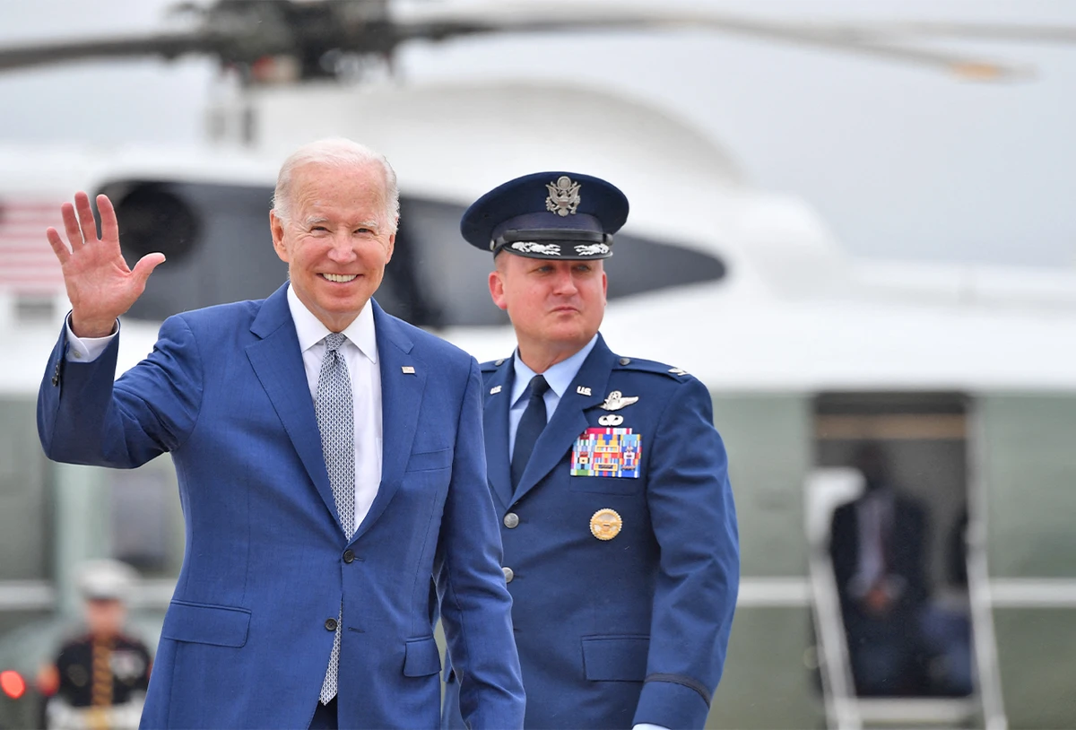 US President Joe Biden makes his way to board Air Force One before departing from Maryland. US, on June 14, 2022. (AFP/File)