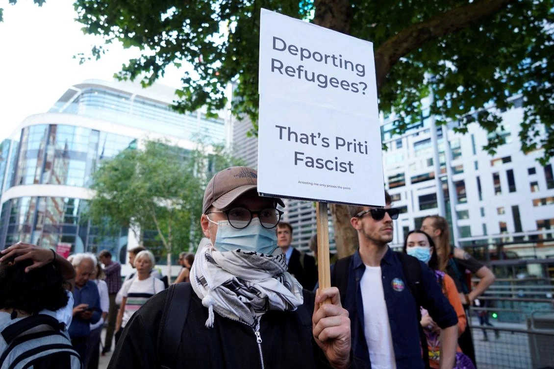 The government was thwarted in its attempt to send a handful of migrants on a charter plane to Rwanda on Tuesday after the European Court of Human Rights (ECHR) stepped in to issue injunctions, canceling the flight. (File/AFP)