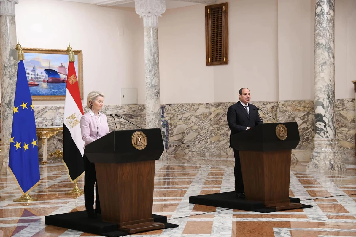 In a press conference with European Commission President Ursula von der Leyen, El-Sisi said the EU is a key partner for Egypt. (Spokesman for the Egyptian Presidency)