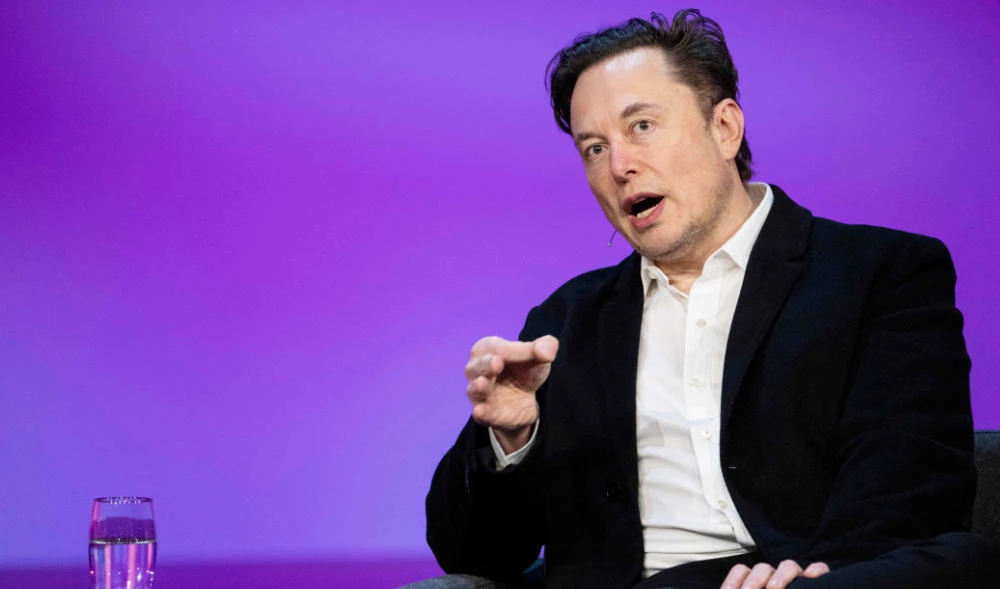 Tesla chief Elon Musk speaking during an interview with head of TED Chris Anderson (out of frame) at the TED2022 in Vancouver, Canada. (AFP file photo)