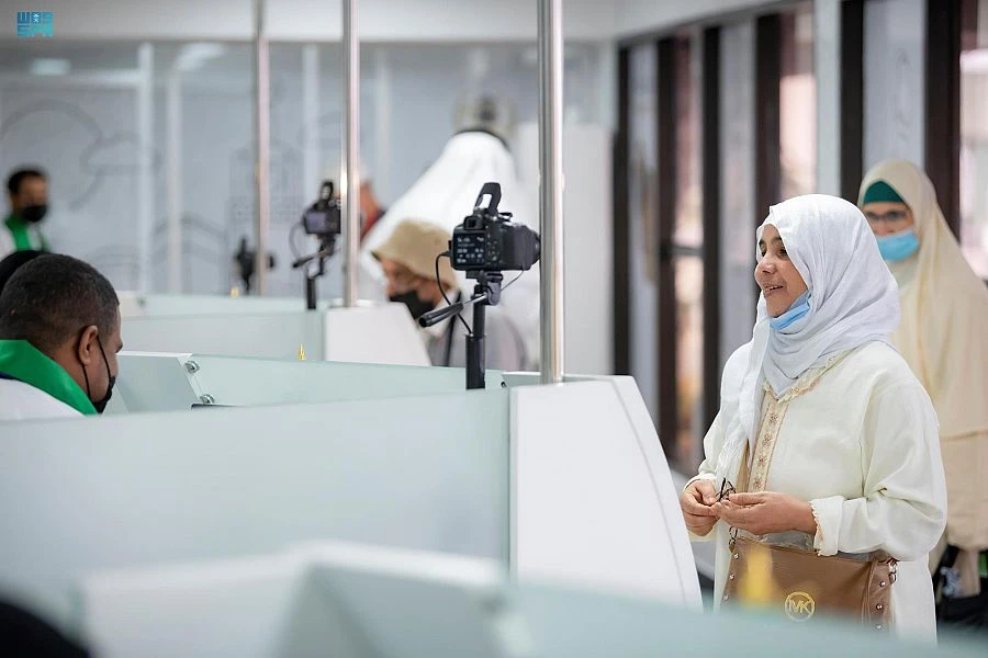 Moroccan pilgrims are pictured at Mohammed V International Airport in Casablanca before departing for the Kingdom on Wednesday. (SPA)