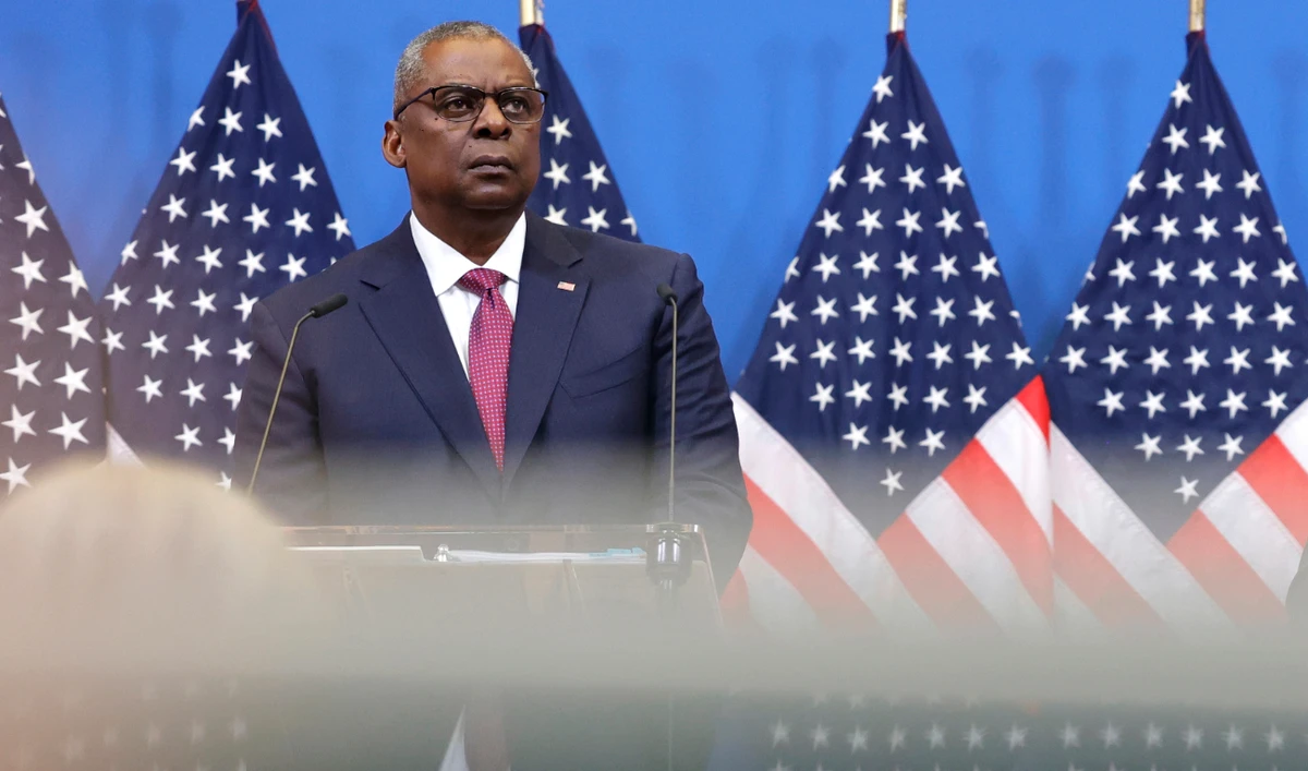 US Secretary for Defense speaks during a media conference at NATO headquarters in Brussels on June 15, 2022. (AP)