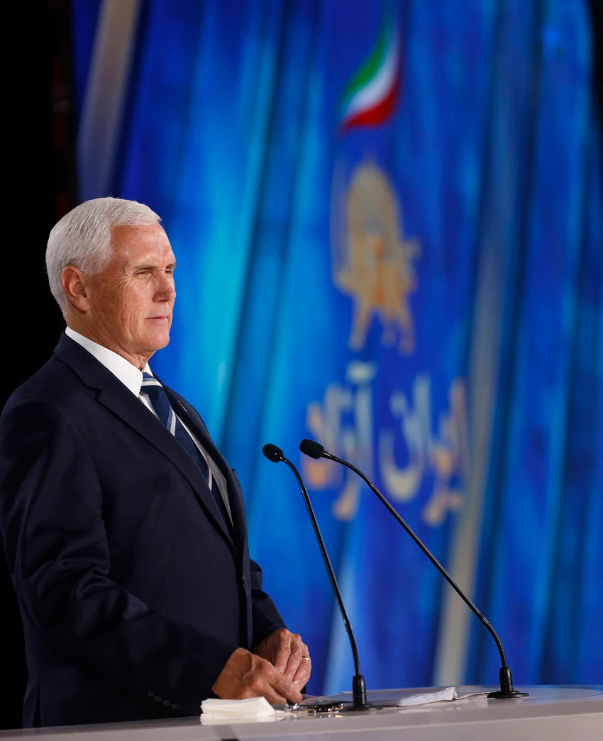 Mike Pence salutes Iranian resistance movement during visit to its HQ in Albania