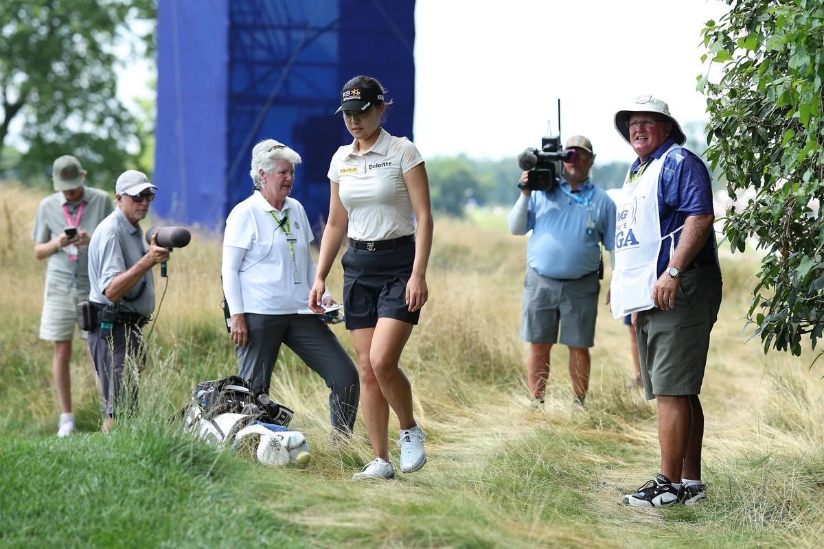 In Gee Chun of South Korea after finding her ball on the 16th hole during the third round of the KPMG Women’s PGA Championship at Congressional Country Club on June 25, 2022 in Bethesda, Maryland. (AFP)