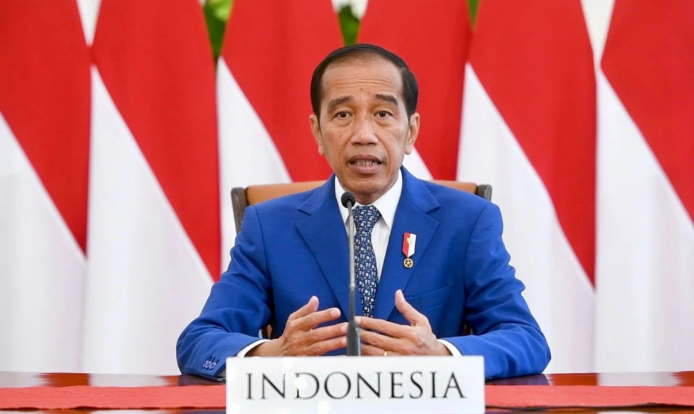 Indonesian President Joko Widodo delivered his speech virtually during a high-level dialogue on global development from the Merdeka Palace in Jakarta on Friday, June 24, 2022. (Photo courtesy: Presidential Secretariat of Indonesia)