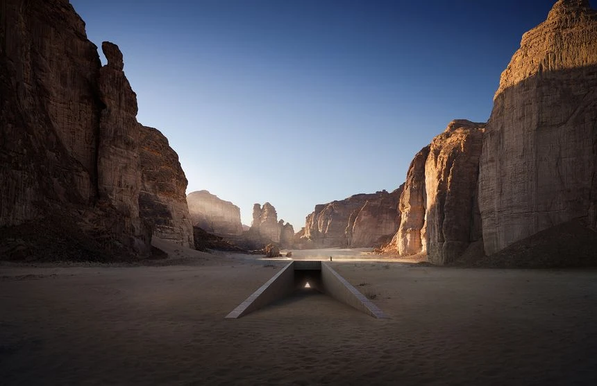A rendering of Ahmed Mater's work at Wadi AlFann. (Supplied)