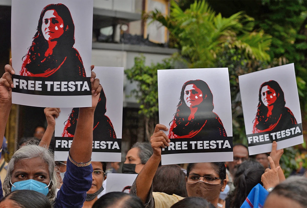 Protesters call for release of Indian activist who fought for victims of 2002 anti-Muslim riots