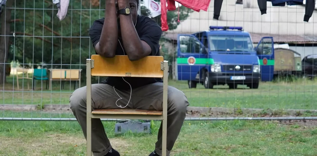 A man being held in a detention center in Alytus, Lithuania. (Reuters)