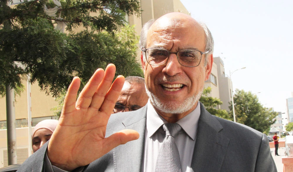 Hamadi Jebali Tunisian politician and former prime minister is pictured after submitting his candidacy for the upcoming early presidential elections, in the capital Tunis on August 6, 2019. (AFP)