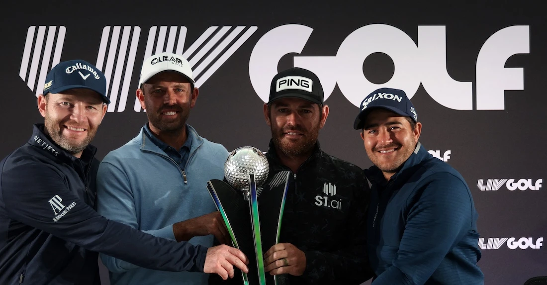 Stinger GC, captained by Louis Oosthuizen, third left, will be looking to defend their team title. (File/AFP)