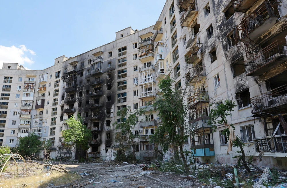 A view shows an apartment building heavily damaged during Ukraine-Russia conflict in the city of Sievierodonetsk in the Luhansk Region, Ukraine July 1, 2022. (REUTERS)