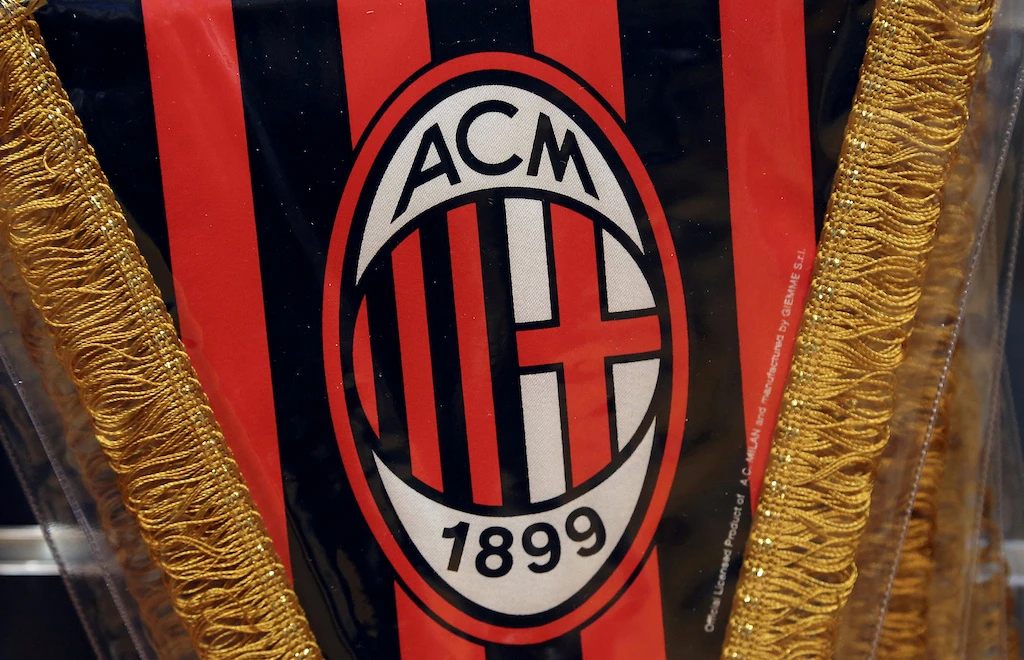 The AC Milan logo is pictured on a pennant in a soccer store in downtown Milan, Italy April 29, 2015. (Reuters)