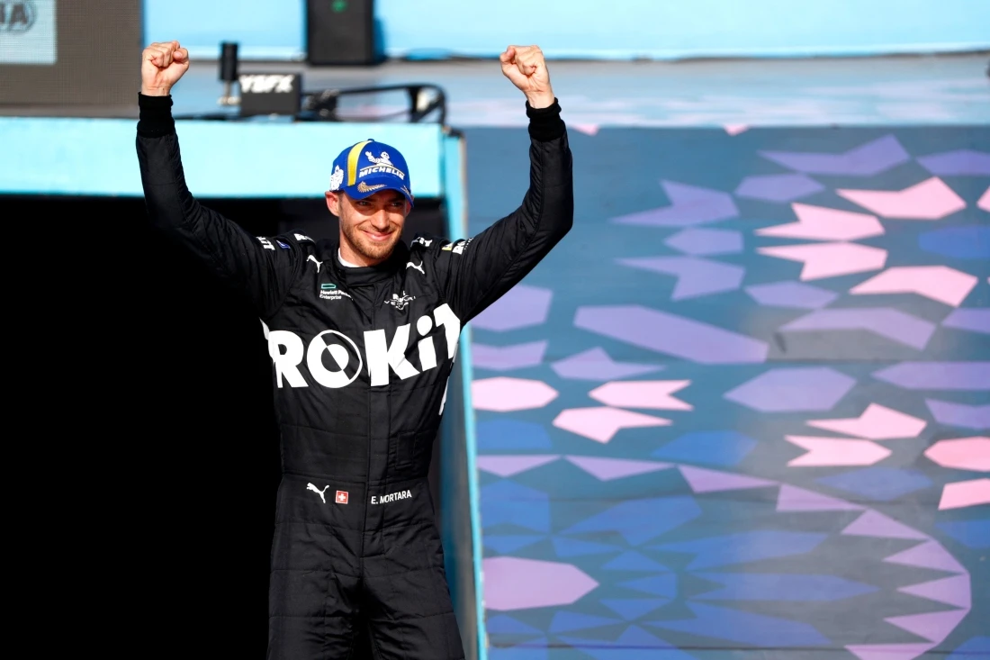 Edoardo Mortara of ROKiT Venturi Racing celebrates winning the Marrakesh E-Prix in Round 10 of the ABB FIA Formula E World Championship. (Formula E)
