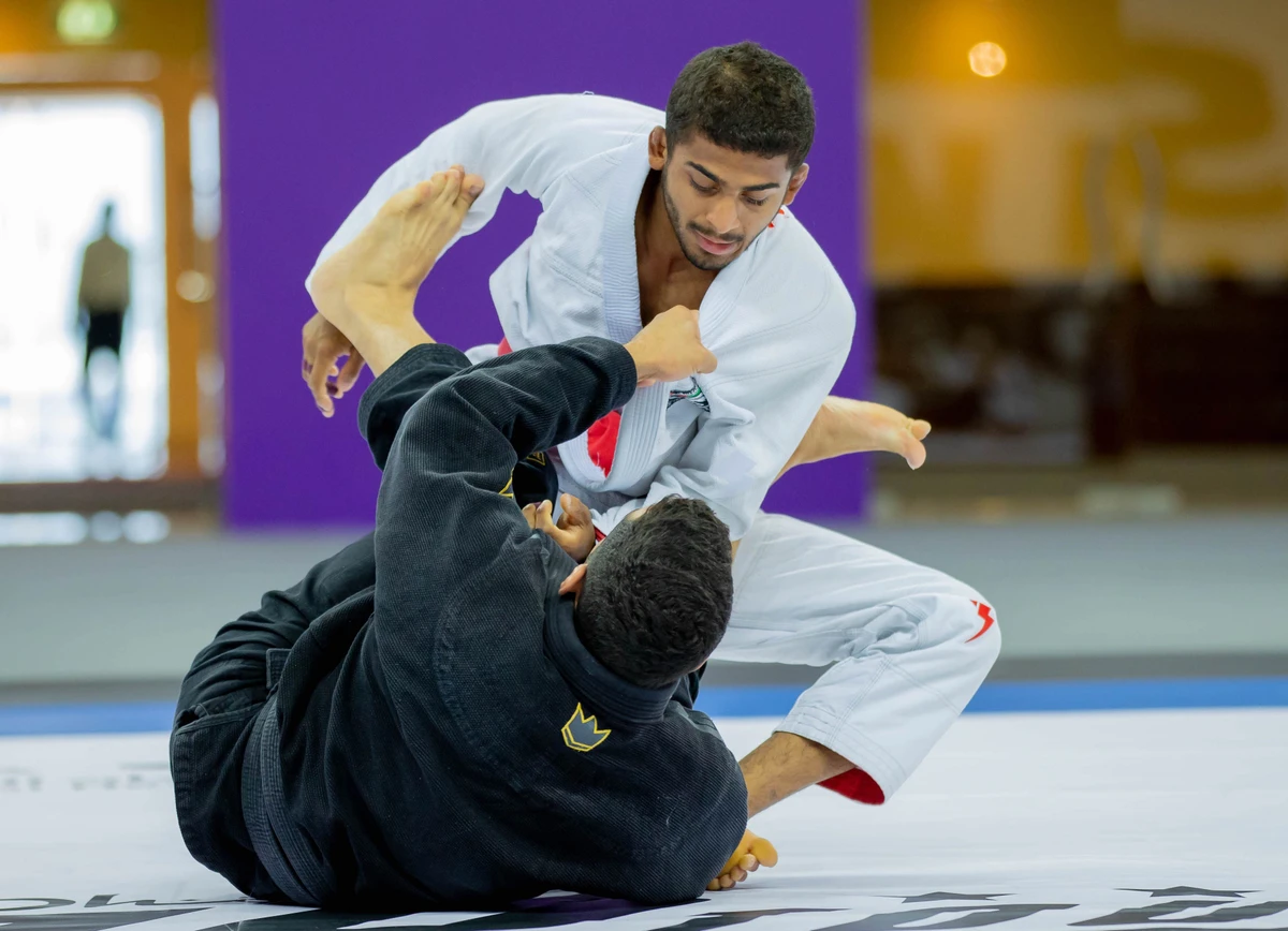 Emirati Zayed Al-Kathiri on his way to the gold medal in the 62kg weight category against Brazilian Bruno Borges. (Supplied)