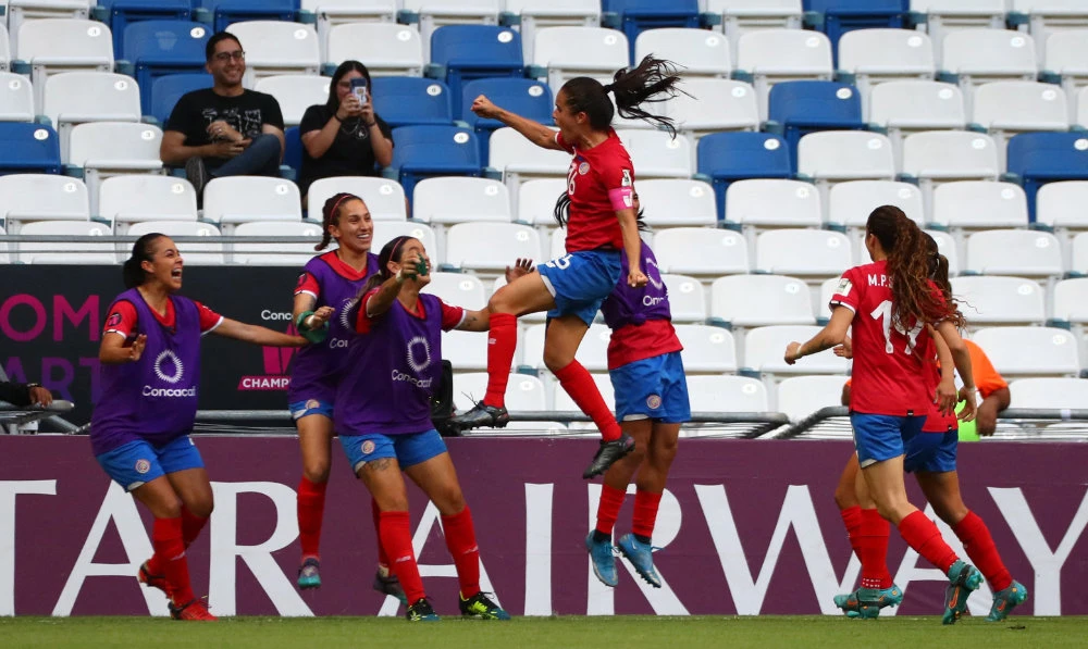 Costa Rica's Katherine Alvarado celebrates scoring their third goal in the 3-0 win over Panama at the CONCACAF W Championship on Tuesday night. (Reuters)