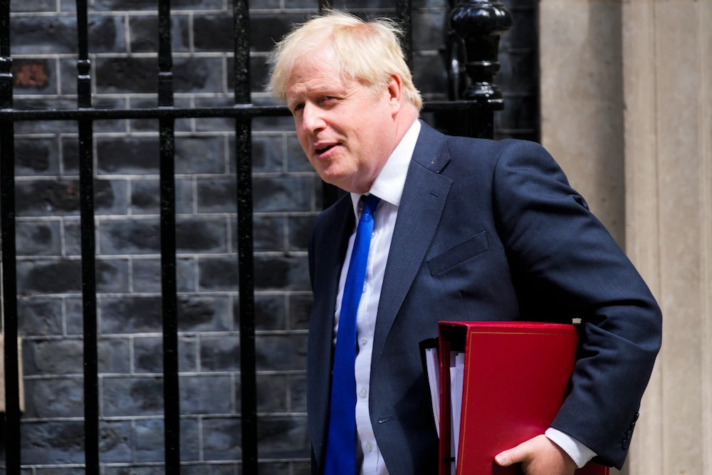 British Prime Minister Boris Johnson leaves 10 Downing Street in London, Wednesday, July 6, 2022. (AP)