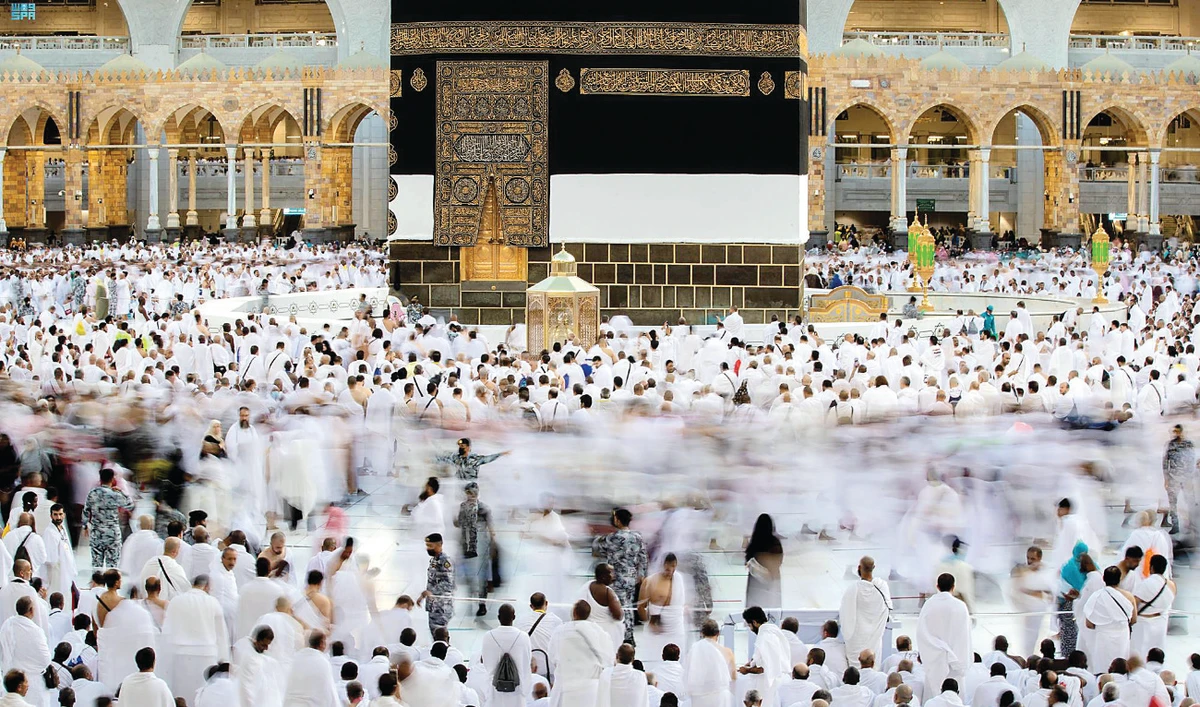 Pilgrims praying at the Grand Mosque in Makkah. One million pilgrims, local and global, are performing Hajj this year. (SPA)