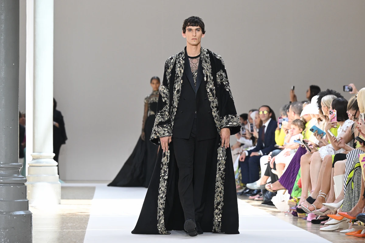 Beirut couturier Elie Saab strutted out eight men’s looks at his show in Paris. (Getty Images)