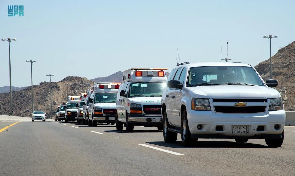 Caption: 25 hospitals, 156 health facilities, and 180 ambulances to operate during Hajj 2022 with 5,000 increase in bed capacity. (SPA)