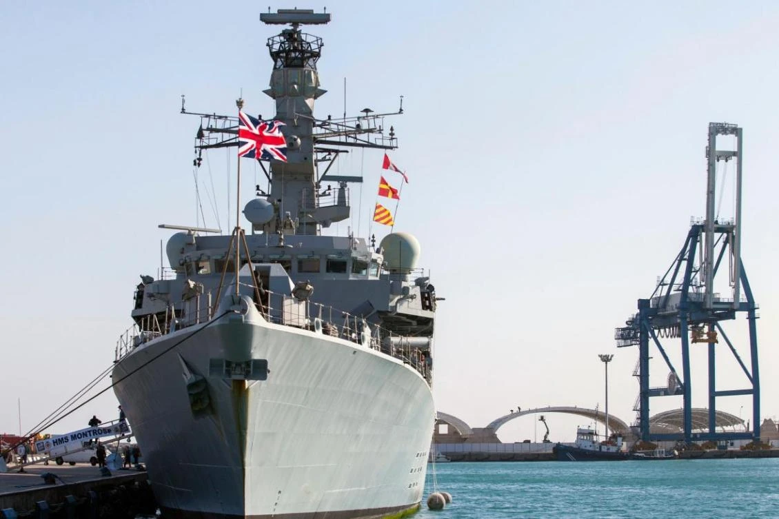 The HMS Montrose’s helicopter had been scanning for illicit goods in the Gulf of Oman on January 28 and February 25 when it spotted small vessels speeding away from the Iranian coast. (AFP/File Photo)