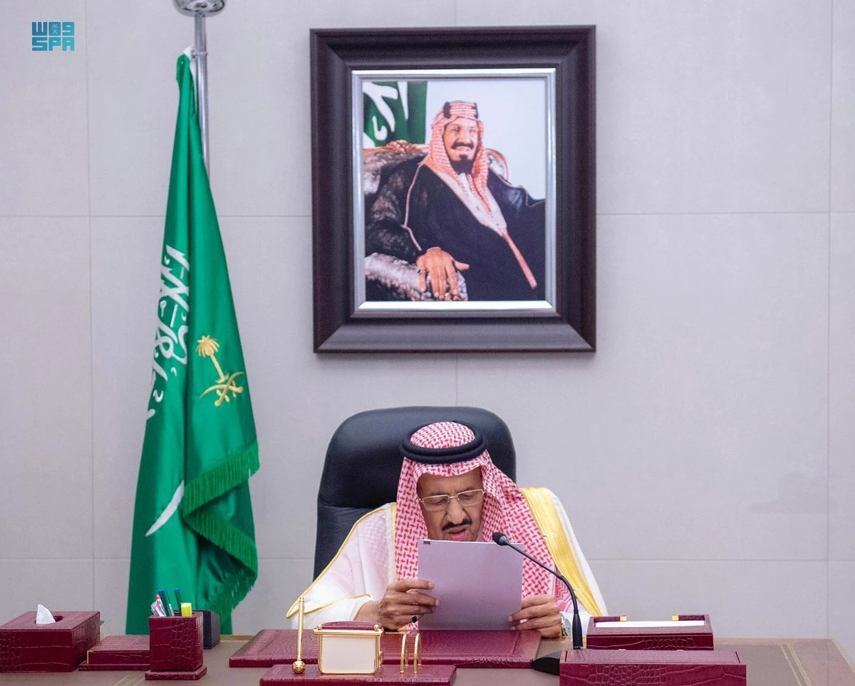 King Salman delivering his traditional Eid message on Saturday in Riyadh. (SPA)