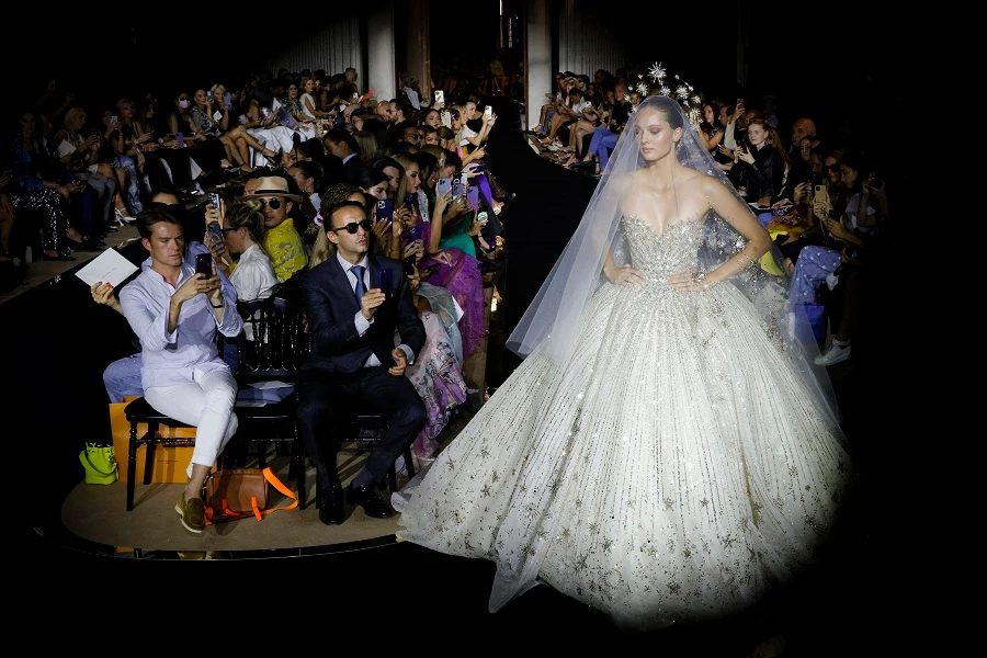 Zuhair Murad showed off a decadent Fall/Winter 2023 couture collection. (AFP)