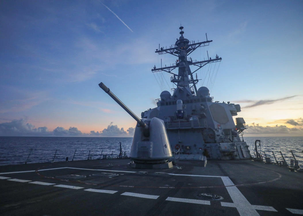 The US Navy said the USS Benfold ‘asserted navigational rights and freedoms in the South China Sea near the Paracel Islands, consistent with international law.’ (US Navy via Reuters)